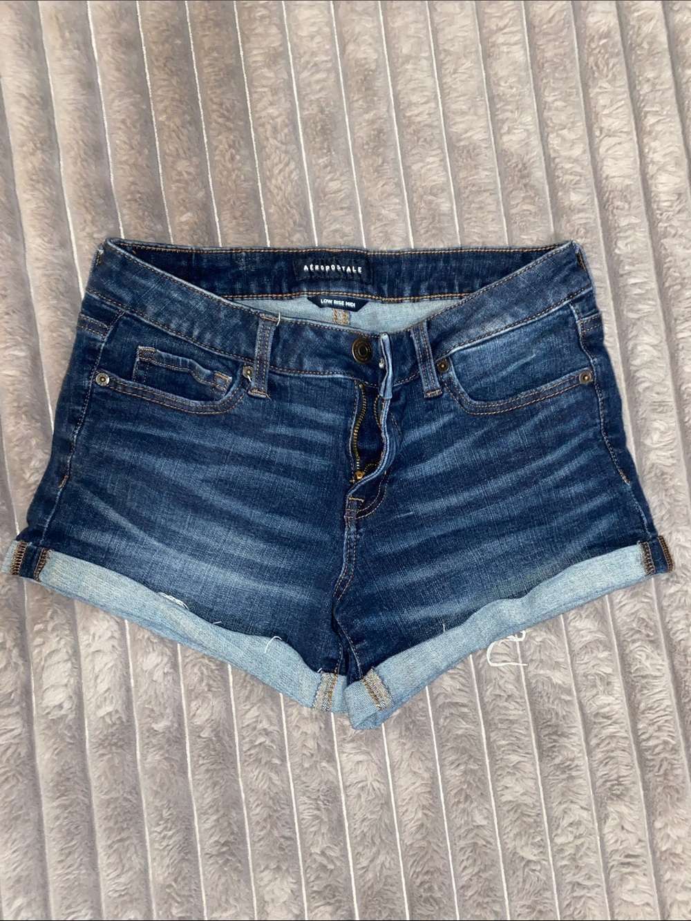 Aeropostale Dark Blue Roll-Cuff Denim Shorts